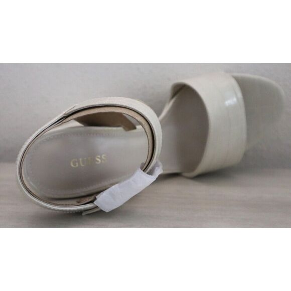 GUESS Women's Sz 10M Ivory Gabeli Croc-Embossed Platform 5" Heeled Sandals - Picture 9 of 13